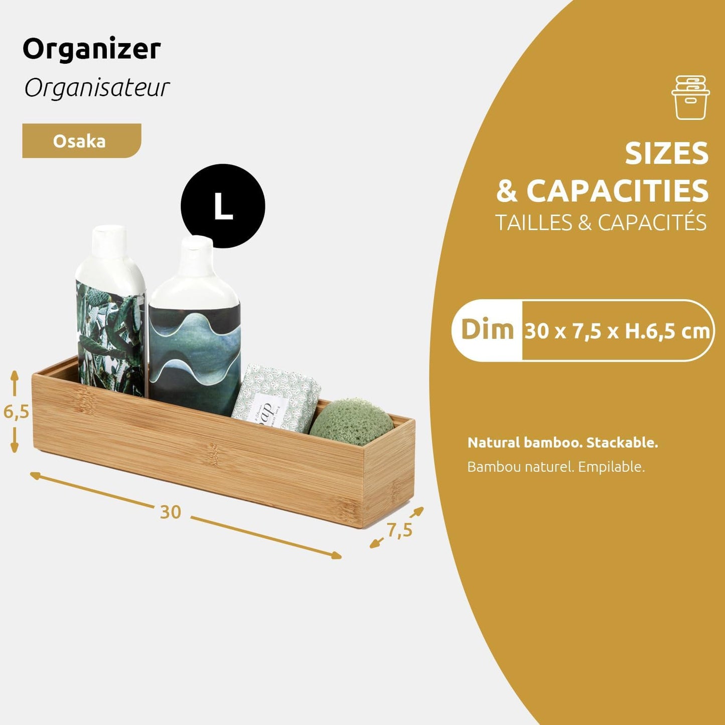 Compactor Osaka Organizer - Nature Collection, Size M | Eco-Friendly Bamboo Storage Solution