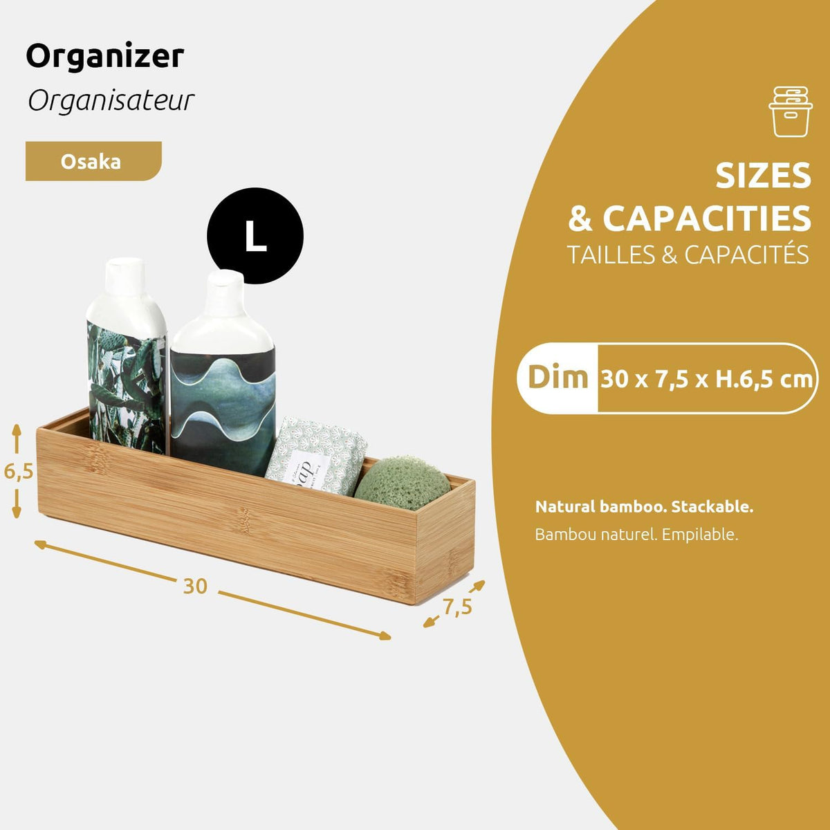 Compactor Osaka Organizer - Nature Collection, Size M | Eco-Friendly Bamboo Storage Solution