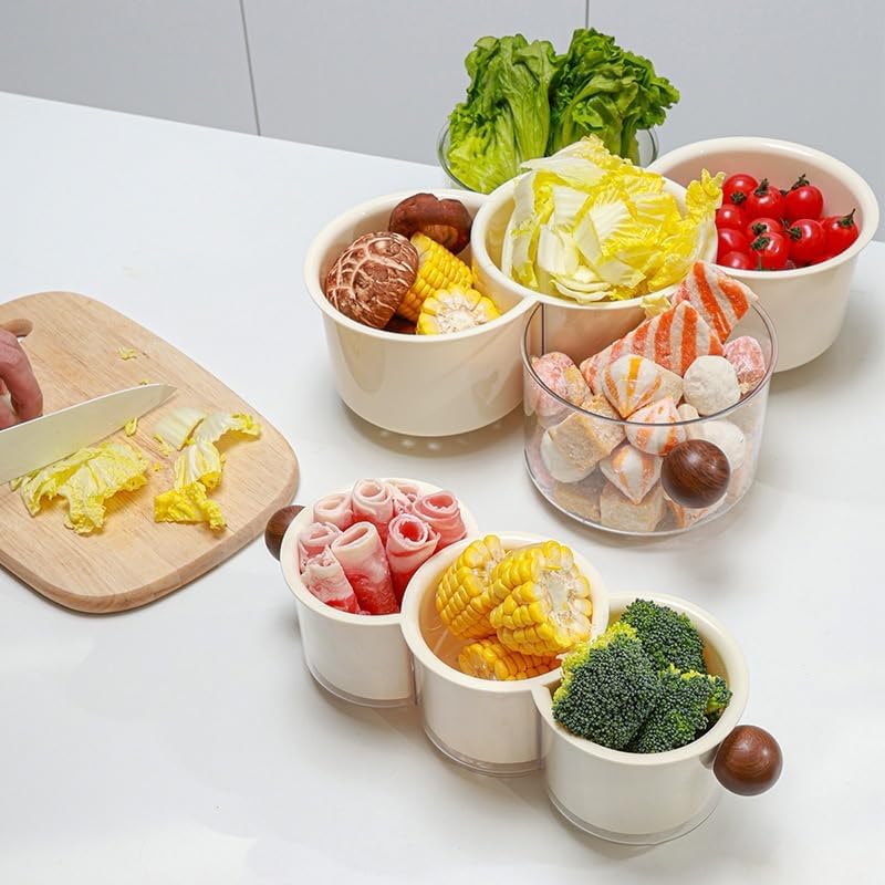 360° Rotating Fruit and Vegetable Storage Box, Vegetable and Fruit Plate, Double-Layered Storage with Water Drainage, nut Storage Box (8.27Inch)