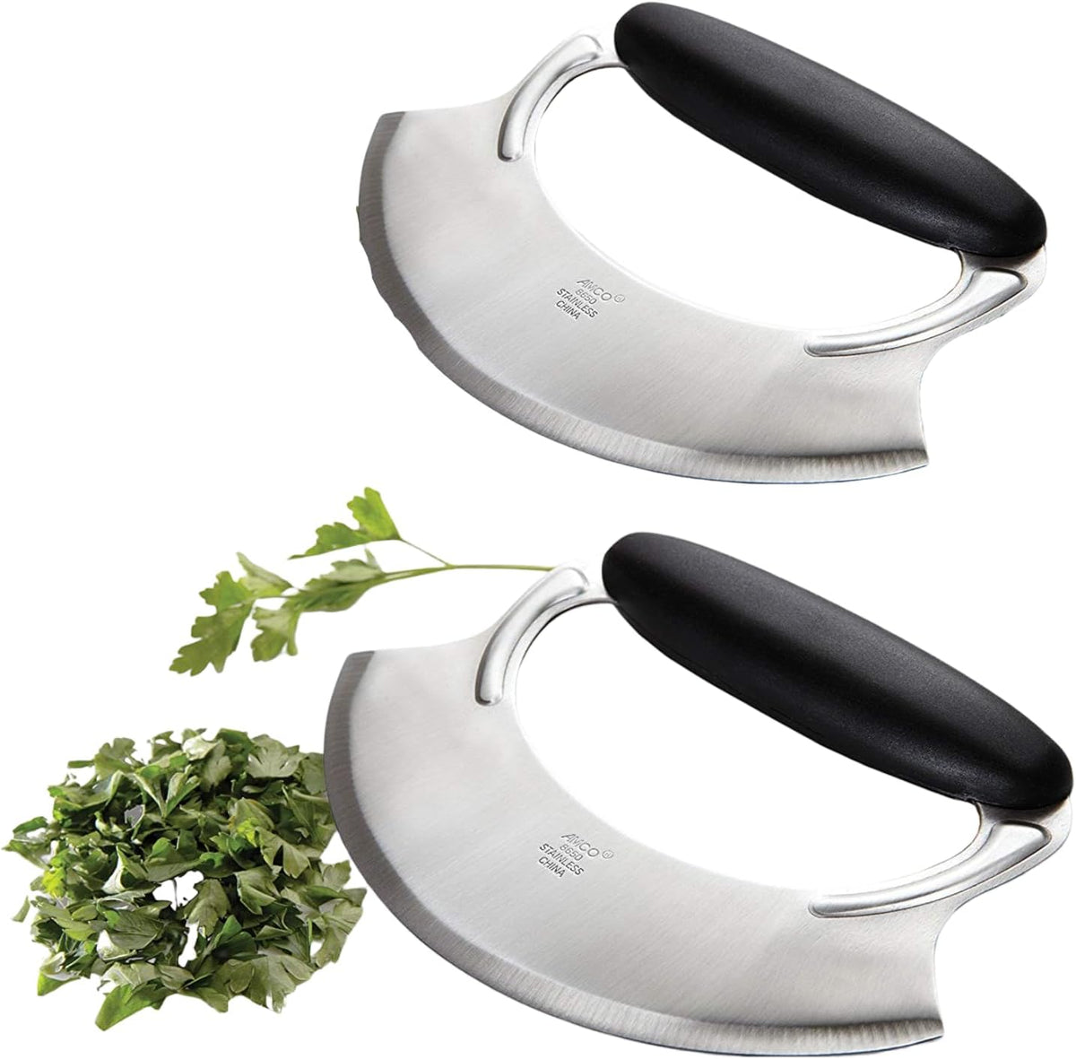 Amco – Mezzaluna with Silicone Handle – Black