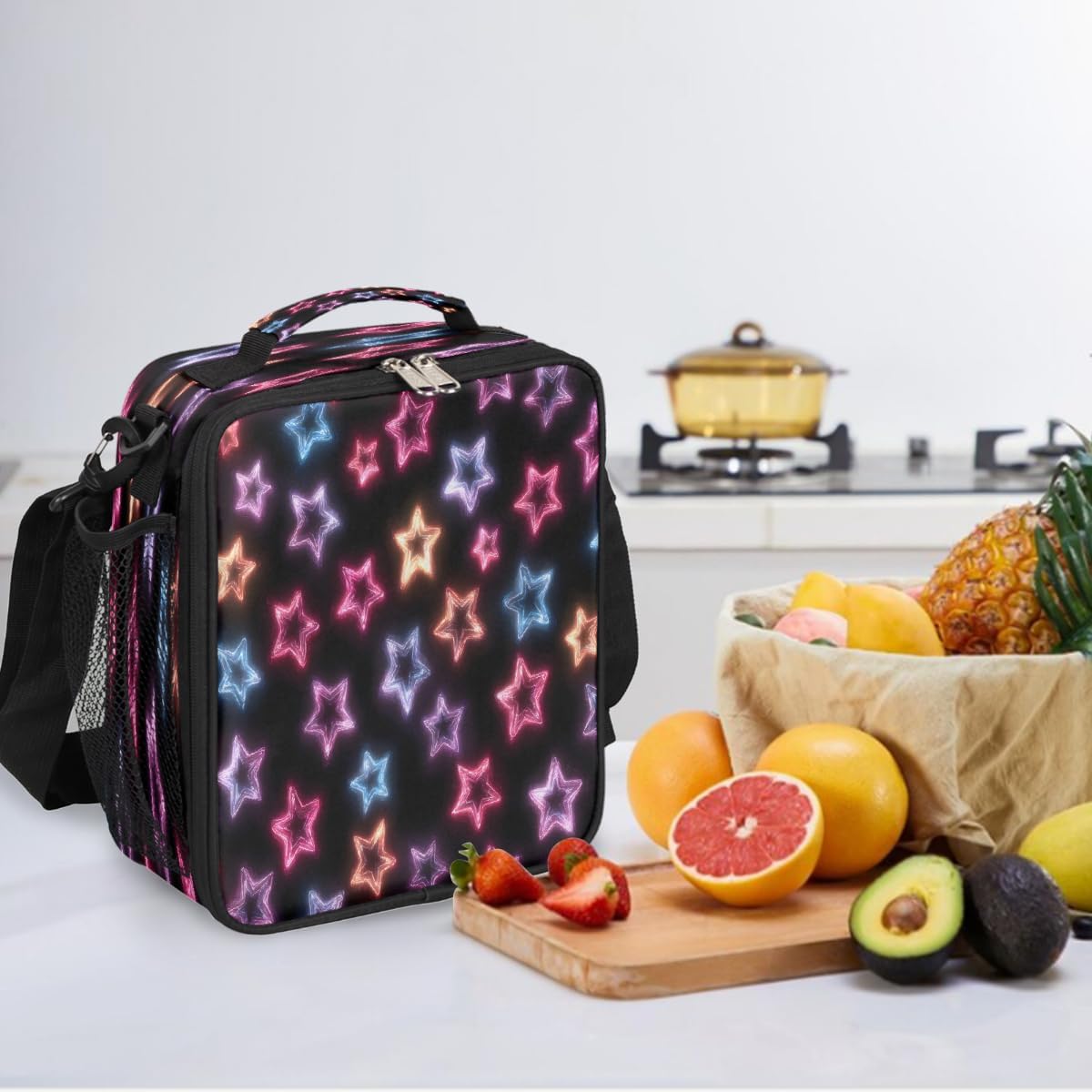 cfpolar Skull Skateboard Lunch Box for Boys Girls, Insulated Lunch Bags for Kids Reusable Mini Cooler Lunch Tote Lunchbox Thermal Meal Tote Kit with Shoulder Strap for Work School Picnic
