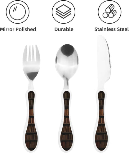 3-Piece Kids Silverware Set With Storage Case, Stainless Steel Reusable Children Safe Knife Spoon Fork Set Candy Children Flatware Set For Kids Lunch Box