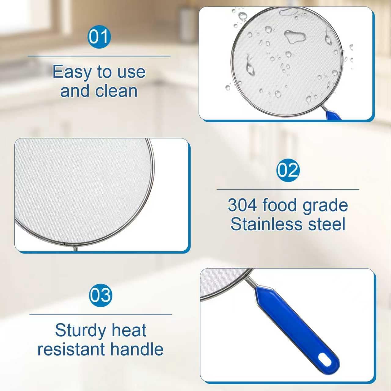 Splatter Screen for Frying Pan, 8 Inch Stainless Steel Small Grease Splatter Guard, Ultra Fine Mesh Prevents for Kitchen Frying Pan Cooking Supplies