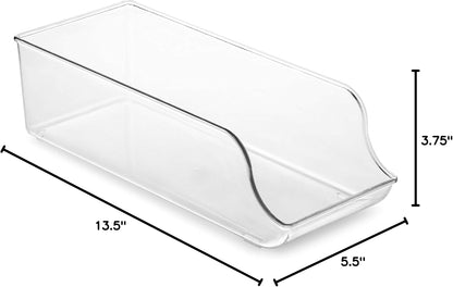 Set Of 6 Refrigerator Organizer Bins - Stackable Fridge Organizers for Freezer, Kitchen, Countertops, Cabinets - Clear Plastic Pantry Storage Racks