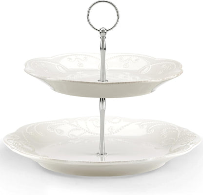 Lenox French Perle Chip and Dip Tray, White -