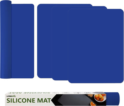 Silicone Mat for Kitchen Counter, Silicone Mat Trimable to Size (Black, 15.7×11.8inch-2pcs), BPA-Free Silicone Placemat, Heat-Resistant NonSlip Table Mat for Air Fryer, Countertop Protector Mat