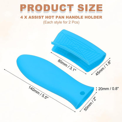 uxcell 4 Pcs Silicone Assist Hot Pan Handle Holder Hot Skillet Handle Covers Pot Holder Sleeve Non-Slip Heat Resistant for Kitchen Pot Frying Pans Cookware (Orange)