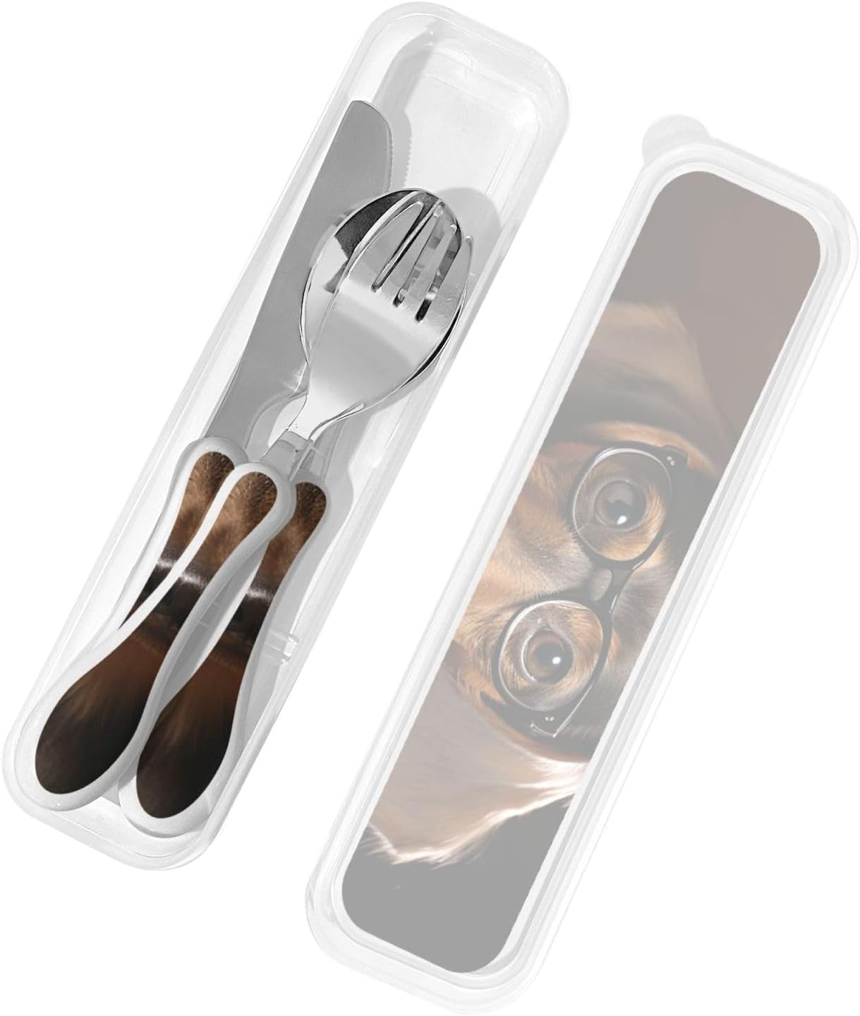 3-Piece Kids Silverware Set With Storage Case, Stainless Steel Reusable Children Safe Knife Spoon Fork Set Blue Active Girl Running Sunset Children Flatware Set For Kids Lunch Box - Colors B