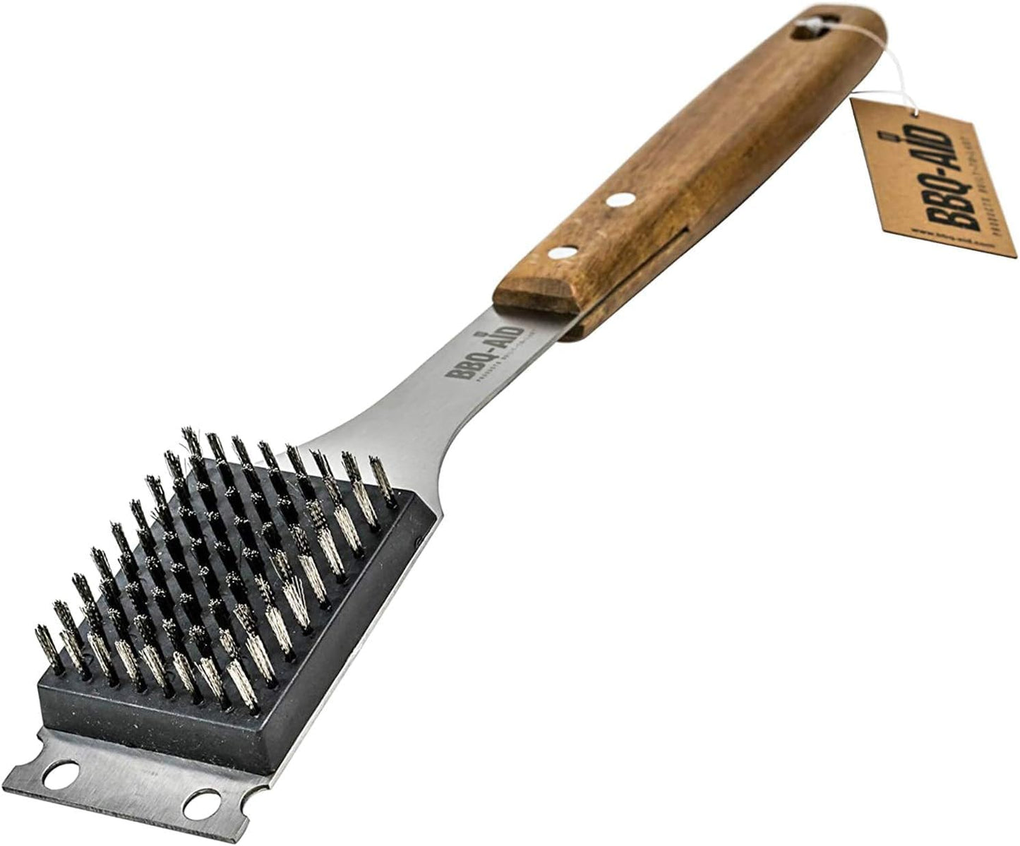 BBQ-AID Grill Brush for Outdoor Grill Bristle Free - 18" BBQ Brush for Grill Cleaning Kit - Safe BBQ Grill Cleaner Brush and Scraper - Stainless Grill Cleaning Brush for Any Grill, Grill Accessories