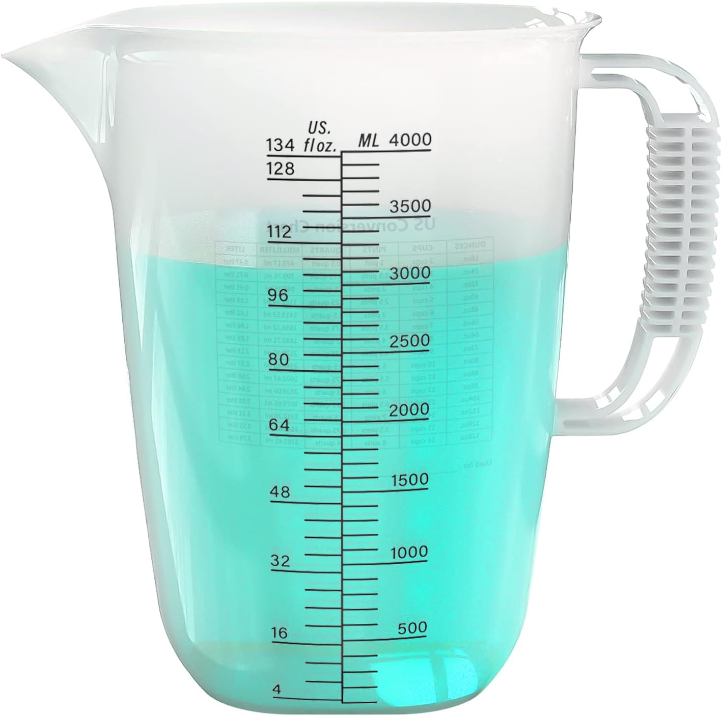 Luvan 34OZ/1000ML Glass Measuring Cup, 4 Cup Glass Measuring Cups With 3 Scales (Ml/Oz/Cup), High Borosilicate Measuring Cup With Handle and V-Shaped Spout, Dishwasher/Freezer/Microwave Safe