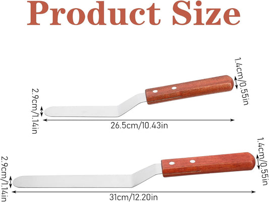 Offset Spatula for Cake Decorating, 2PCS Stainless Steel Icing Spatulas, Angled Frosting Spatula Set for Baking, 6 & 8 Inch Cake Spatulas with Ergonomic Handle for Home Kitchen