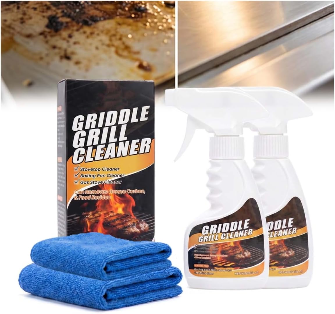Fast Acting Heavy Duty Grill Degreaser Spray, 2026 New Griddle Grill Cleaner, Multi Surface Kitchen Grease Cleaner for Outdoor Cooking BBQ Grill Cleaner, for Home Cooks Cooktop Cleaner Spray (1)