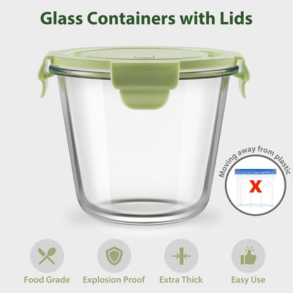 Freshmage 23oz Glass Meal Prep Containers with Lids, Airtight 3-Cup Glass Storage Containers Set, Heat-Resistant BPA-Free for Soup, Leftover, Microwave, Dishwasher, and Freezer Safe (6 Packs)