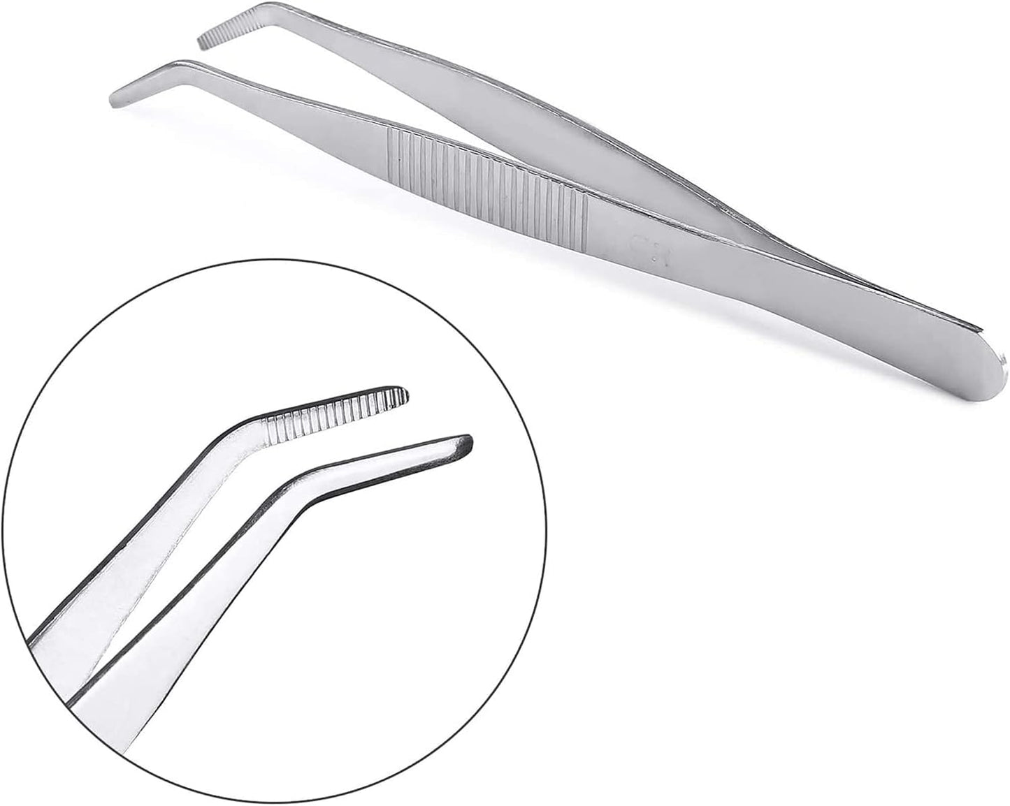 2-Pack 12-Inch BBQ Kitchen Tweezers Tongs, Extra-Long Stainless Steel Cooking Tweezers Dishwasher Safe for Grilling, Baking & Food Prep (12Inch BBQ Tongs)