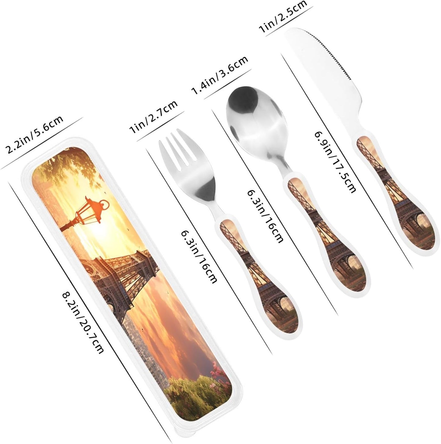 3-Piece Kids Silverware Set With Storage Case, Stainless Steel Reusable Children Safe Knife Spoon Fork Set Black And White Grid Children Flatware Set For Kids Lunch Box