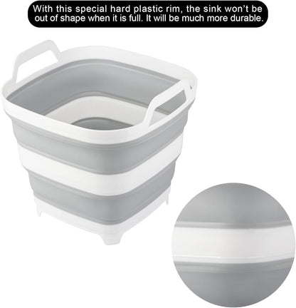 2 Pack Collapsible Ice Bucket with 2.77 Gal / 10.5L Each, Foldable Bottle Drink Cooler for Wine, Beer and Champagne, Space Saving Tub for House Cleaning, Outdoor Waterpot for Garden or Camping