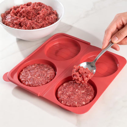ionEgg Silicone Burger Press, Patty Freezer Container, BPA-Free, Non-Stick, for Grilling, BBQ and Meal Prep, Set of 2