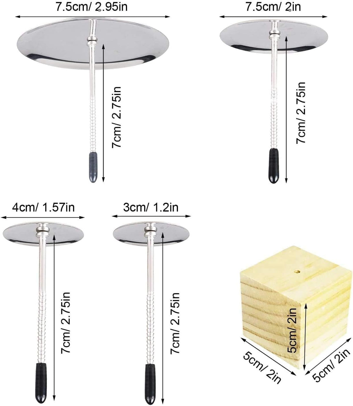 7 Pcs Cake Flower Nail Lifters Set, Stainless Steel Icing Flowers Decorating Tools Kit with 4 Nails, 2 Lifters & 1 Wooden Stand, Baking Supplies for Cupcake Cake Decoration
