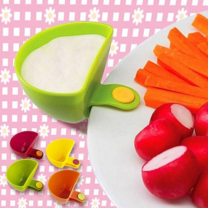 Guyuyii 8-Pack Dip Clips for Plates Sets | Colorful Unbreakable Plastic Appetizer Platter Bowls | Party Snacking Tray for Salsa, Guacamole, Veggies & Hummus | Dishwasher Safe for Movie Nights & BBQ