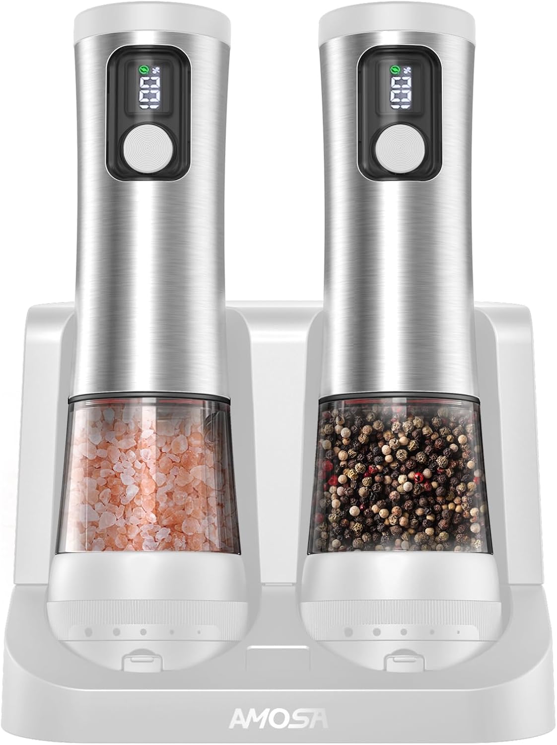 Electric Salt and Pepper Grinder Set, 2 in 1 Dual Bins USB Rechargeable