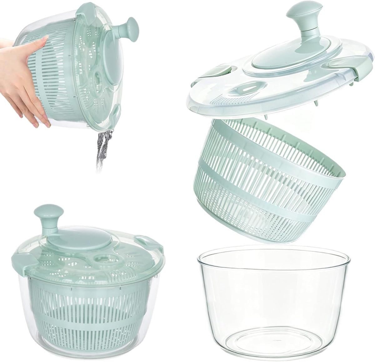 Large Salad Spinner,6.3QT Lettuce Spinner, Salad Dryer for Washing, Spinning, and Draining Greens, Fruits, and Vegetables
