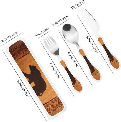 3-Piece Kids Silverware Set With Storage Case, Stainless Steel Reusable Children Safe Knife Spoon Fork Set Ocean Sea Animal Shark Children Flatware Set For Kids Lunch Box