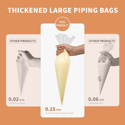 24 Inch Piping Bags Disposable,Thickened 50pcs Large Piping Bags,Anti Burst Extra Large Piping Bags,Food Grade Cake Piping Bags,Tipless Piping Bags for Cake Cupcakes Cookies Frosting