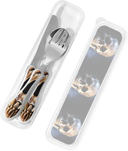 3-Piece Kids Silverware Set With Storage Case, Stainless Steel Reusable Children Safe Knife Spoon Fork Set Samurai Children Flatware Set For Kids Lunch Box