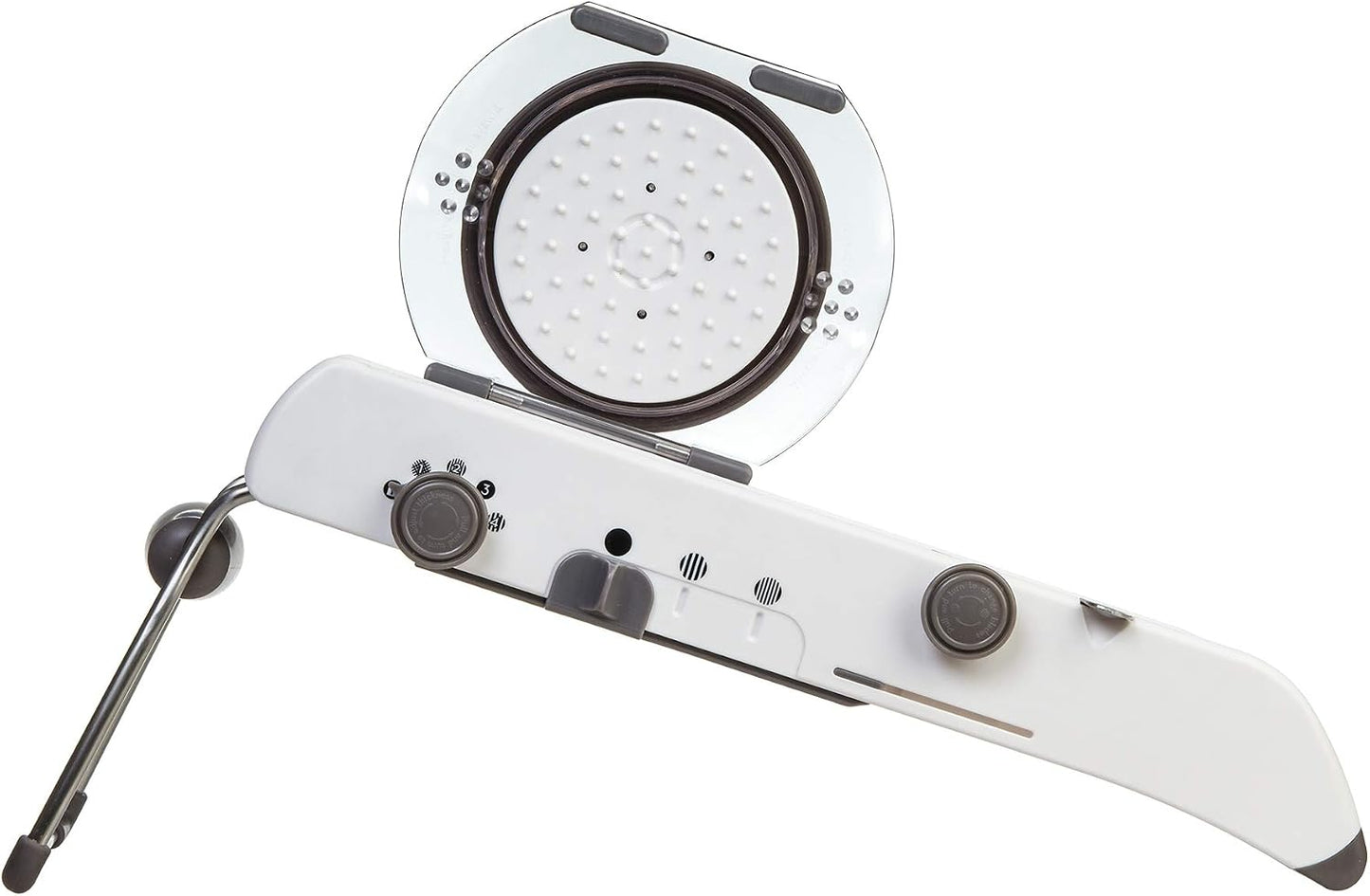 PL8 Professional Mandoline - Versatile Slicer with Adjustable Straight, Waffle, and Julienne Blades, Extra-Wide Stainless Steel Deck, Safety Hand Guard, Non-Skid Feet, and Space-Saving Design