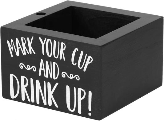 QWORK Disposable Cup Holder with Marker Slot - Solid Wood, Wooden Party Cup Holder, Drink Caddy Dispenser Organizer Drink Up Cup Holder for Kitchen, Parties, Bathrooms, Housewarming Party Decor