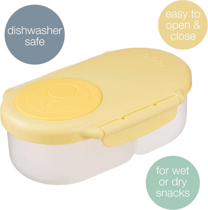 b.box Snack Box 2-Pack - Leak Proof Mini Bento Box for Kids & Toddlers, 2 Compartment Snack Containers for Kids, Dishwasher Safe, BPA-Free, PFAS-Free, Ages 4mo+, 1 3/4 Cup Each (Strawberry + Lilac)