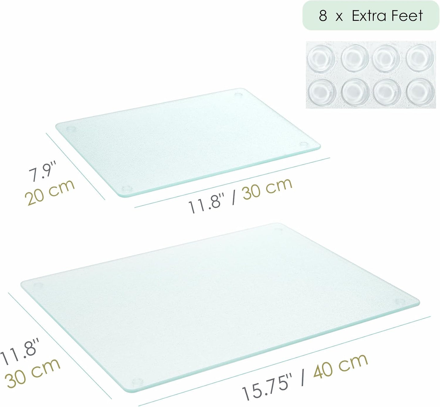 Kingrol 4 Pack Tempered Glass Cutting Boards for Kitchen, 15.75x12 and 12x8 Inch, Durable Countertop Chopping Mats & Heat-Resistant Protectors, Non-Slip