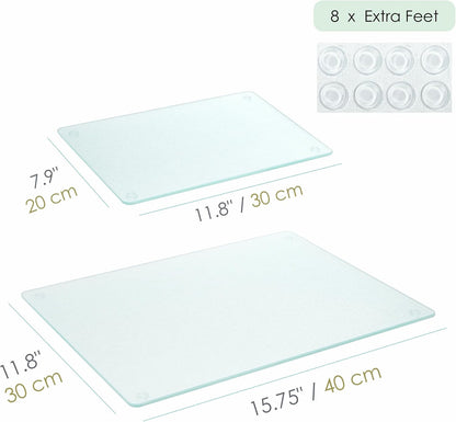 Kingrol 4 Pack Tempered Glass Cutting Boards for Kitchen, 15.75x12 and 12x8 Inch, Durable Countertop Chopping Mats & Heat-Resistant Protectors, Non-Slip