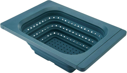 Collapsible Over the Sink Colander and Strainer for Kitchen, Agave, Expandable Handles, Dishwasher Safe, Non-Slip, Space-Saving Design