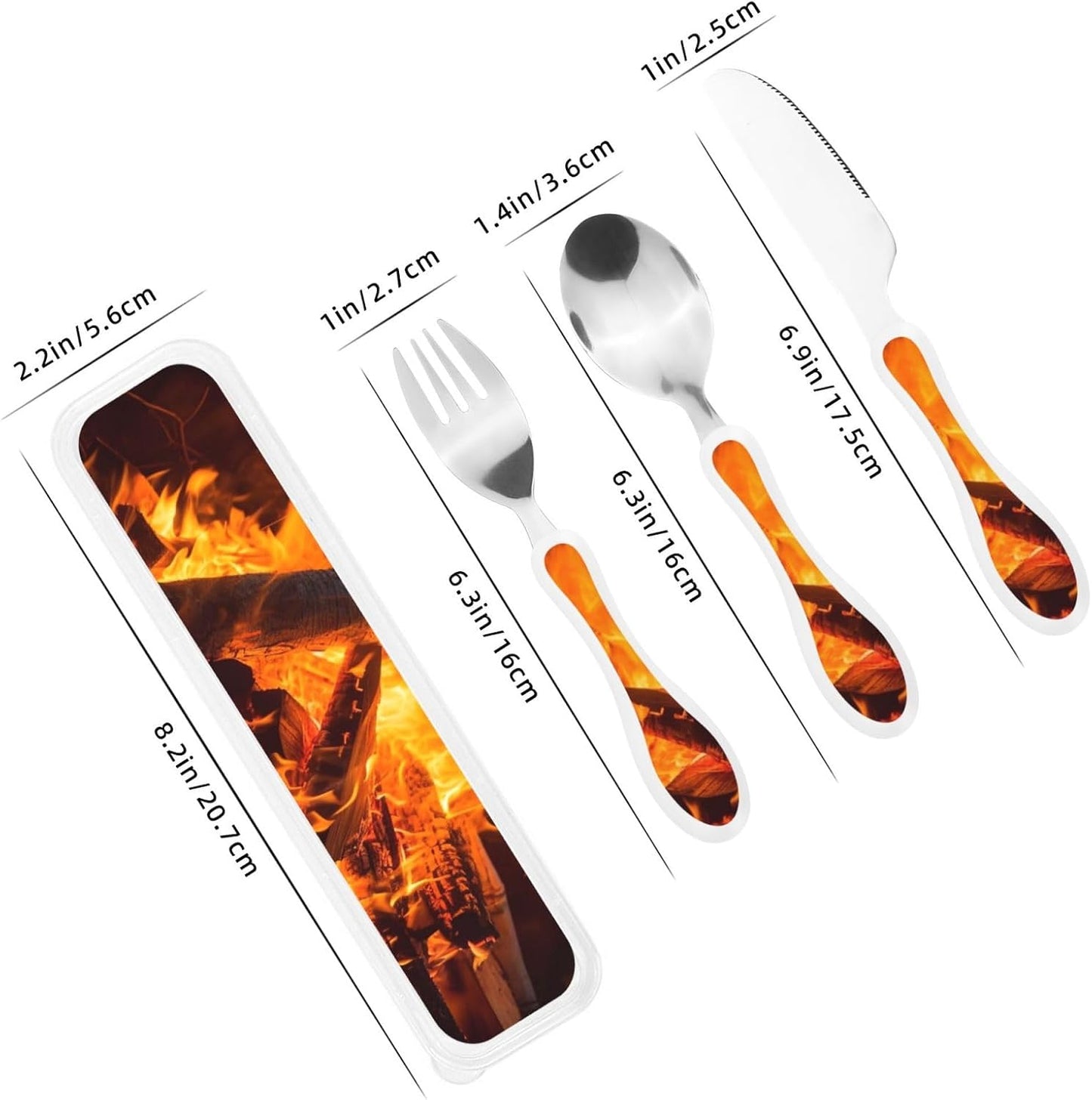 3-Piece Kids Silverware Set With Storage Case, Stainless Steel Reusable Children Safe Knife Spoon Fork Set Blue Active Girl Running Sunset Children Flatware Set For Kids Lunch Box - Colors B