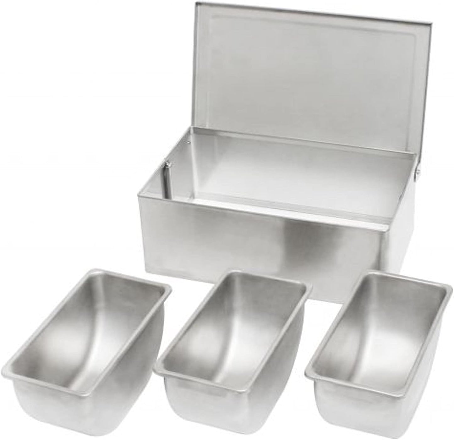 TrueCraftware- 5 Compartment Stainless Steel Condiment Bar (Open Bottom)- Condiment Dispenser Serving Container Garnish Tray Bar Caddy Condiment Server Caddy Garnish Holder for Home Work Restaurant