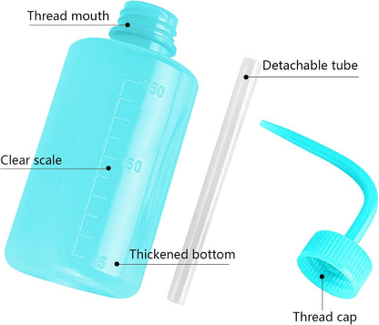 Wash Bottle 2pcs 250ml/8oz Safety Watering Tools, Economy Plastic Squeeze Washing Cleaning With Narrow Mouth Scale Labels for Medical Succulent Irrigation Plant (Black)