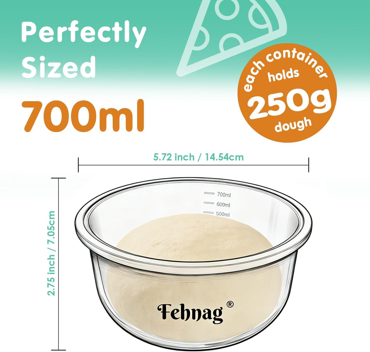 Stackable Silicone Pizza Dough Proofing Containers with Lids,Pizza Dough Proofing Box | Make 12" Pizzas 700ml(Beige)