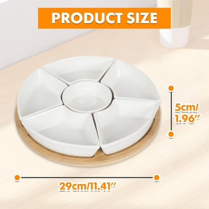 Snackle Box Taco Bar Serving Set for a Party - Divided Lazy Susan Serving Tray - Taco Tuesday Kit - Chip and Dip Serving Set for Party - PET Rotating Appetizer Serving Tray (12"x3.9")