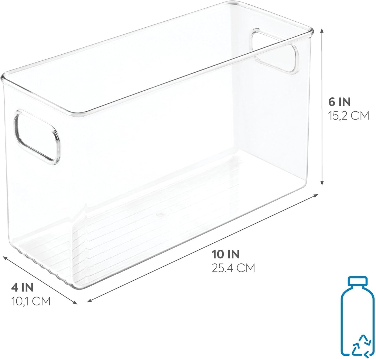 iDesign Slim Clear Plastic Storage Bin, Tall Narrow Organizer for Kitchen, Fridge, or Pantry, 4-Pack