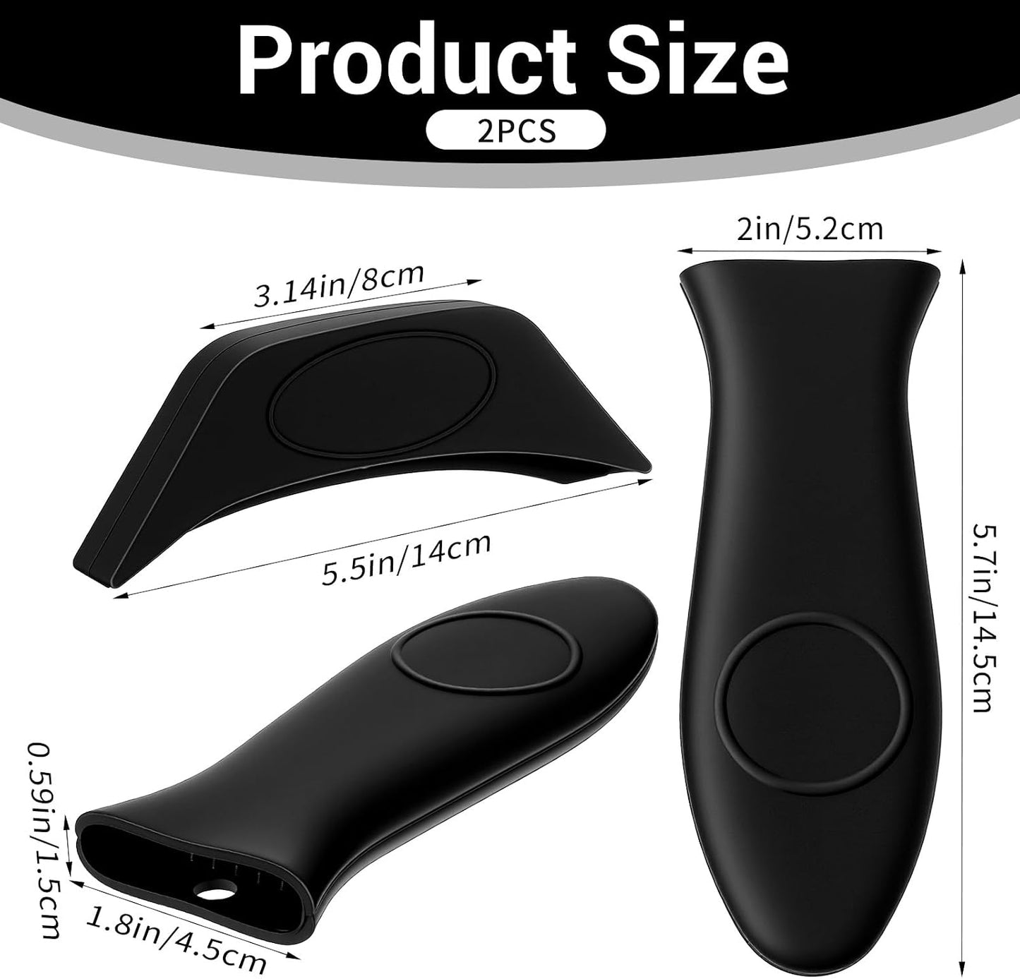 2pcs cast Iron Handle, Silicone Handle for Cast Iron Skillet, Heat-Resistant Cast Iton Handles Sleeve for Frying Pan Cast Irons Skillet Griddle Cookware,Black