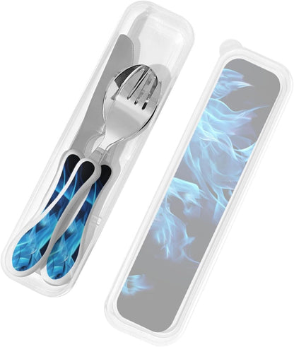 3-Piece Kids Silverware Set With Storage Case, Stainless Steel Reusable Children Safe Knife Spoon Fork Set Ballroom Dance Children Flatware Set For Kids Lunch Box