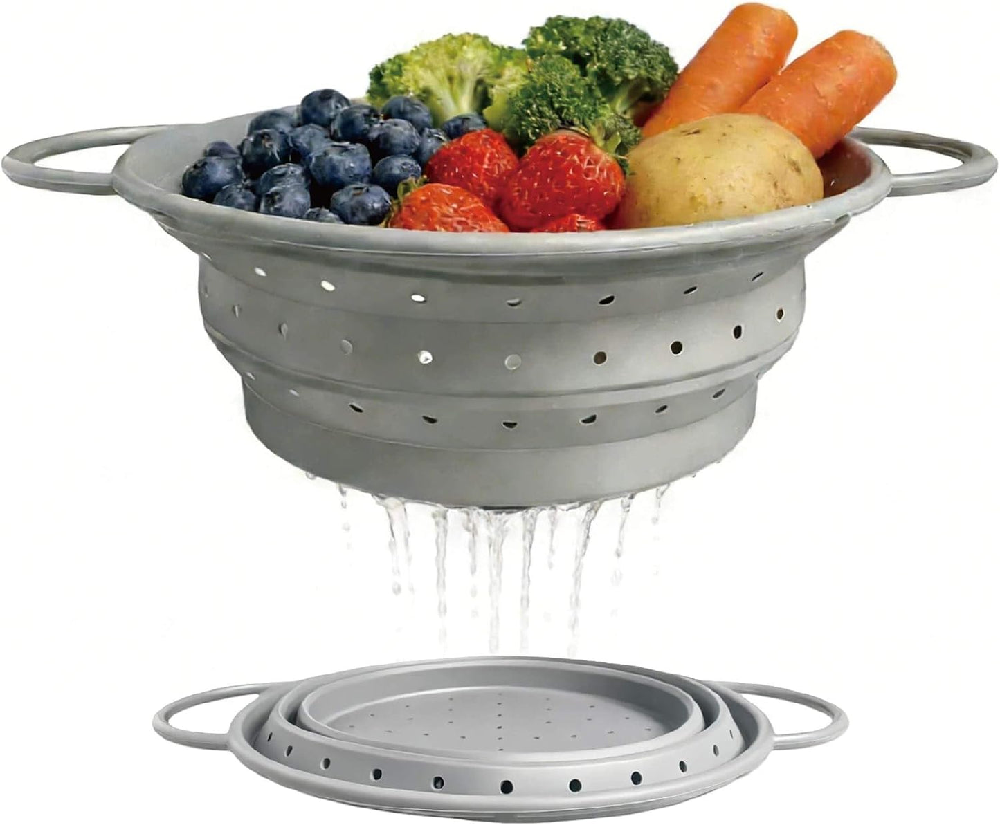 2‑Quart Silicone Collapsible Colander & Kitchen Collapsible Strainer