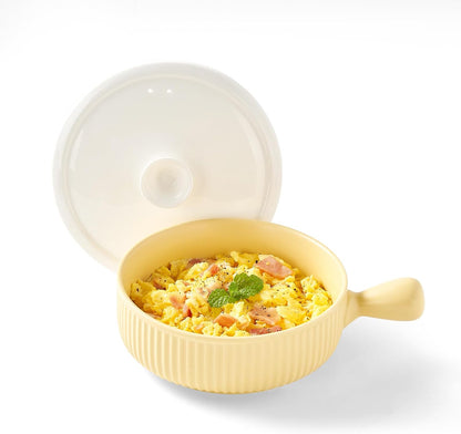 EliteVibe Ceramic Microwave Egg Cooker, Scrambled Egg Maker, White