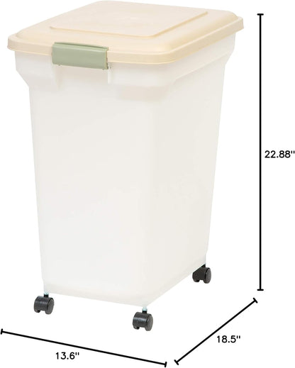 IRIS USA Dog Food Storage Container 58 Lb, Airtight Large Pet Food Storage Bin with Wheels, for Dog Cat Bird Chicken Food, Holds Up to 58 lbs, Keep Fresh, BPA Free, Made in USA, Black