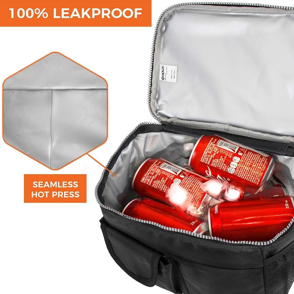 opux Insulated Lunch Bag Women Men, Dual Compartment Leakproof Lunch Box Adults Kids, Double Decker Meal Prep Bento Lunch Cooler Tote with Shoulder Strap for Work Office School Travel, Floral Purple