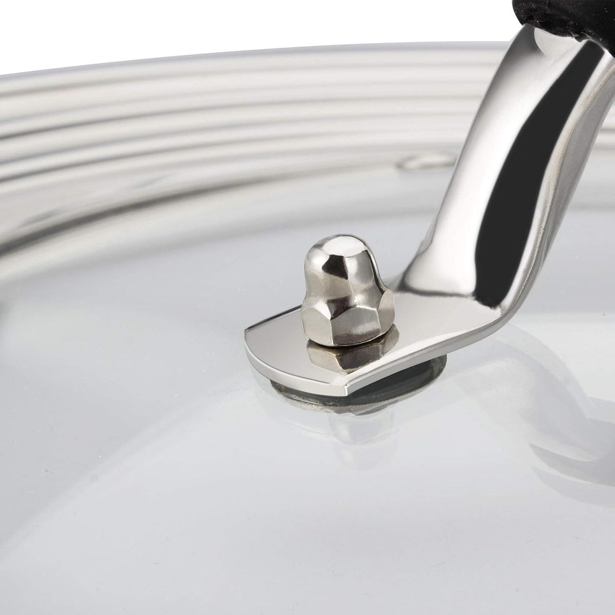 Stainless Steel Universal Lid for Pans Pots Fits 8.25 9 10 11 12 Inch Cast Iron Skillets Frying Pans Woks - Design with Heat Resistant Handle and Vent Hole - Black Handle