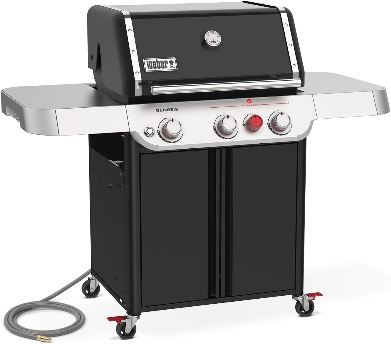 Weber Genesis E-325 Liquid Propane Gas Grill for Outdoor Cooking, 3 Burners, Black – Porcelain-Enameled, Cast-Iron Grates, PureBlu Burners & Sear Zone