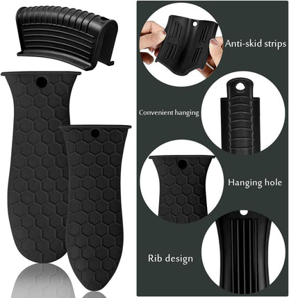 Silicone Hot Handle Holder, Heat Resistant Potholder Cookware Handle Cast Iron Skillets Handles Grip Covers for Cast Iron Skillet