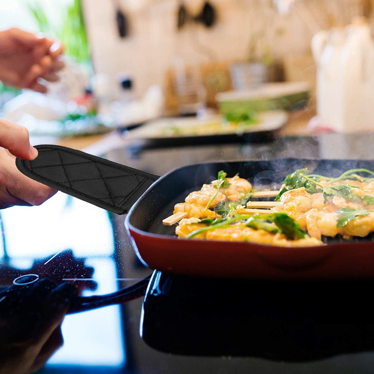 Evoio Cast Iron Skillet Pot Pan Hot Handle Holder Covers (2-Pack Black)